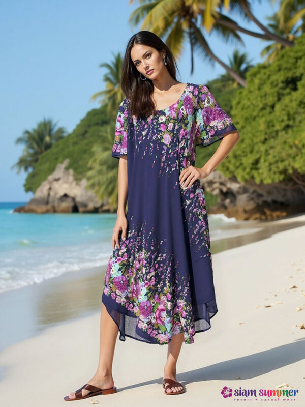 Kona Umbrella Dress - With Sleeve - Siam Summer - Wholesale Resort and Casual  Clothing