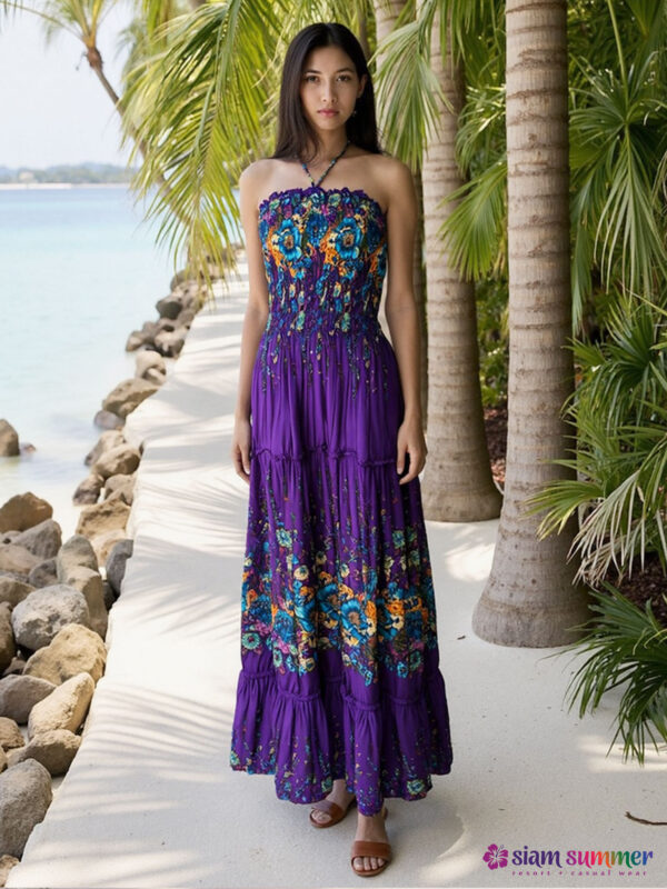 after 5 dresses ONGJWU Dresses, Women's Long Dress Maxi Casual Swing Dress A Line Floral Fashion Streetwear Outdoor Daily Date Print Sleeveless V Neck Dress Denim Maxi Dress (S, Cyan) After 5 Party Attire for